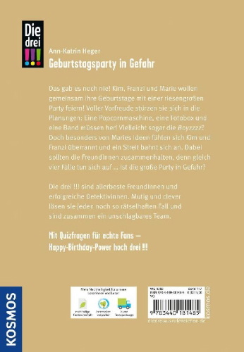 Buchcover und Innenansicht für das Buch: Die drei !!!, 117, Geburtstagsparty in Gefahr