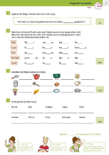 Buchcover und Innenansicht für das Buch: Sicher ins Gymnasium 15-Minuten-Kurztests Deutsch 4. Klasse