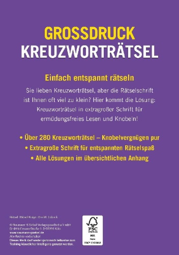 Buchcover und Innenansicht für das Buch: Großdruck Kreuzworträtsel - Band 8 - Über 280 Rätsel in großer Schrift für Senioren & Erwachsene