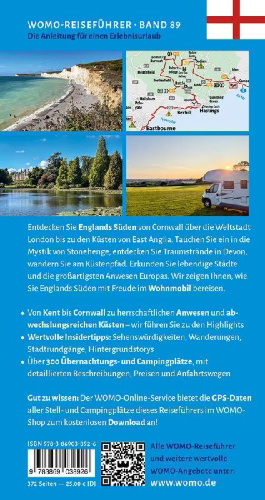 Buchcover und Innenansicht für das Buch: Entdeckertouren mit dem Wohnmobil England