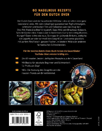 Buchcover und Innenansicht für das Buch: Dutch Oven - Neue Rezepte von der Sauerländer BBCrew