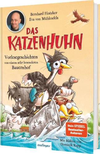 Buchcover und Innenansicht für das Buch: Das Katzenhuhn 3: Vorlesegeschichten von einem sehr besonderen Bauernhof