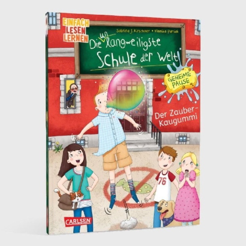 Buchcover und Innenansicht für das Buch: Die unlangweiligste Schule der Welt. Geheime Pause 1: Der Zauber-Kaugummi