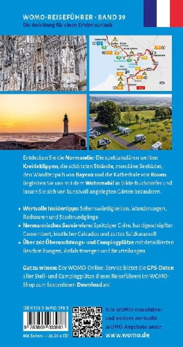 Buchcover und Innenansicht für das Buch: Entdeckertouren mit dem Wohnmobil Normandie