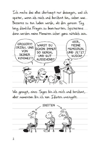 Buchcover und Innenansicht für das Buch: Diary of a Wimpy Kid