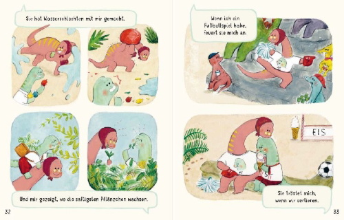 Buchcover und Innenansicht für das Buch: Little Dinosaurs, Big Feelings. 10 Mindful Stories