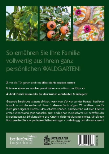 Buchcover und Innenansicht für das Buch: Dein Weg zum essbaren Waldgarten