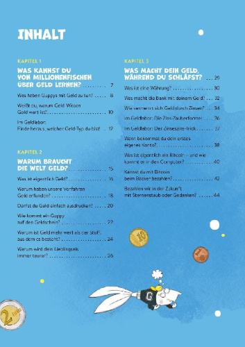 Buchcover und Innenansicht für das Buch: Von Geld, Gold und Guppys