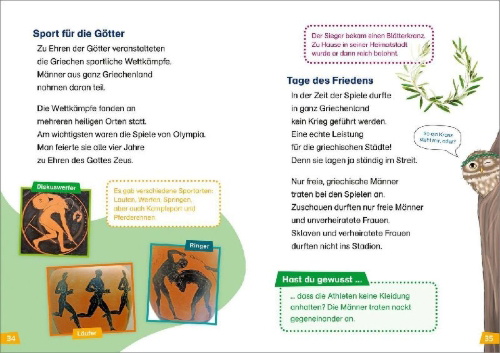 Buchcover und Innenansicht für das Buch: WAS IST WAS Erstes Lesen Band 25. Die alten Griechen