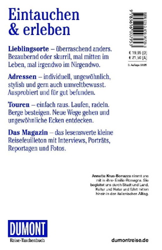 Buchcover und Innenansicht für das Buch: DUMONT Reise-Taschenbuch Reiseführer Emilia-Romagna