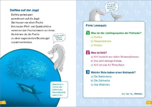 Buchcover und Innenansicht für das Buch: WAS IST WAS Erstes Lesen Band 1. Wale und Delfine