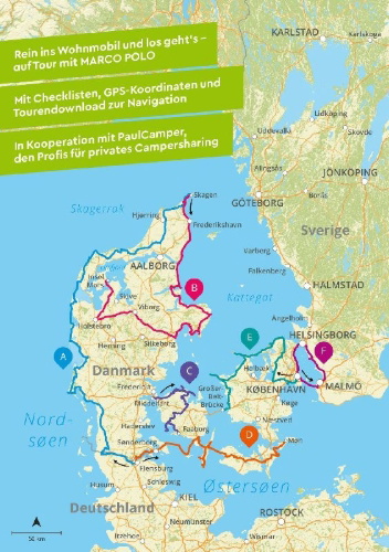 Buchcover und Innenansicht für das Buch: MARCO POLO Camper Guide Dänemark