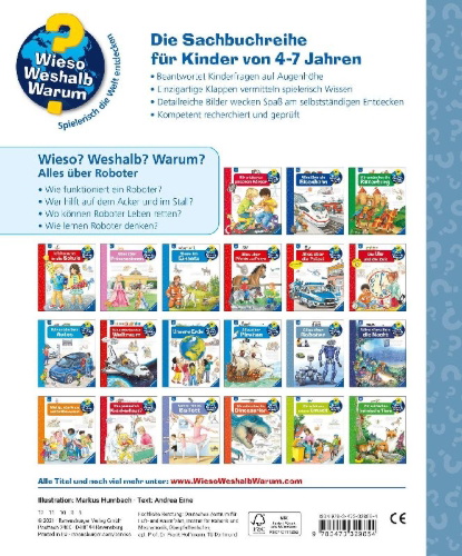 Buchcover und Innenansicht für das Buch: Wieso? Weshalb? Warum?, Band 47: Alles über Roboter