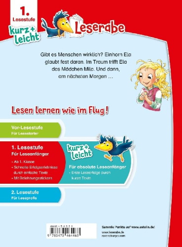 Buchcover und Innenansicht für das Buch: Leserabe 1. Lesestufe Kurz und leicht - Das Einhorn und der Zauber-Traum