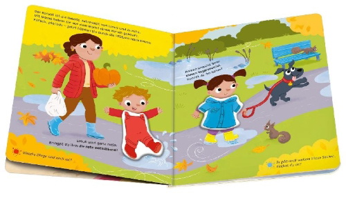 Buchcover und Innenansicht für das Buch: Play+ Mein Spiel mit-Magnetbuch Komm, wir lernen die Farben - ab 18 Monate