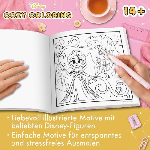 Buchcover und Innenansicht für das Buch: Cozy Coloring Disney - Cuties