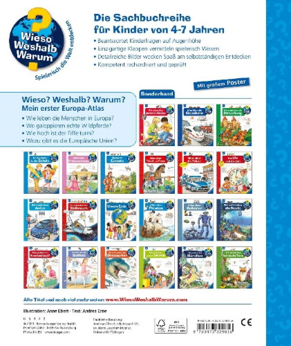 Buchcover und Innenansicht für das Buch: Wieso? Weshalb? Warum?: Mein erster Europa-Atlas