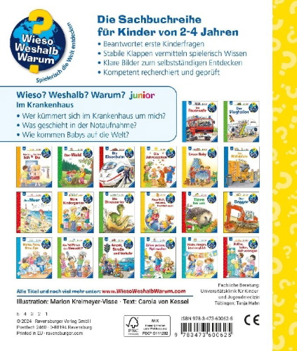 Buchcover und Innenansicht für das Buch: Wieso? Weshalb? Warum? junior, Band 75 - Im Krankenhaus