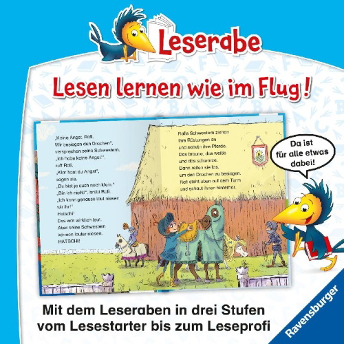 Buchcover und Innenansicht für das Buch: Leserabe 2. Lesestufe - Ritter Rafi und das Feuer des Drachen