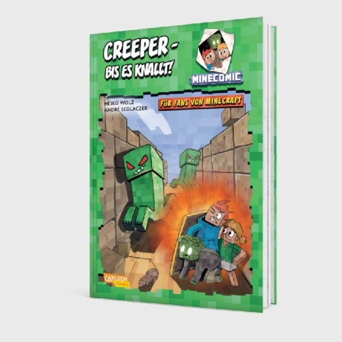 Buchcover und Innenansicht für das Buch: Creeper - bis es knallt! Für Fans von Minecraft