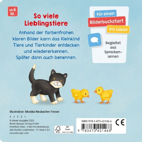 Buchcover und Innenansicht für das Buch: Meine allerersten Tiere