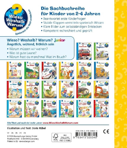 Buchcover und Innenansicht für das Buch: Wieso? Weshalb? Warum? junior, Band 32: Ängstlich, wütend, fröhlich sein