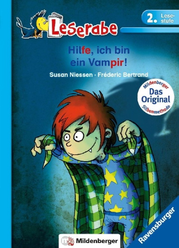 Buchcover und Innenansicht für das Buch: Hilfe, ich bin ein Vampir - Leserabe 2. Klasse - Erstlesebuch ab 7 Jahren
