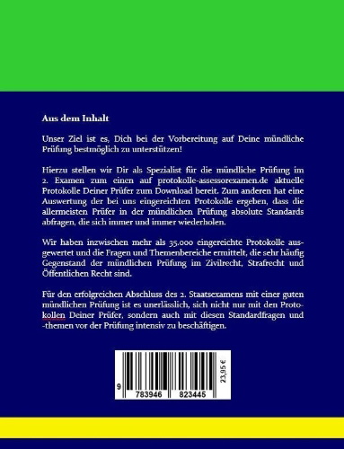 Buchcover und Innenansicht für das Buch: Standardfragen und -themen in der mündlichen Prüfung im 2. Examen
