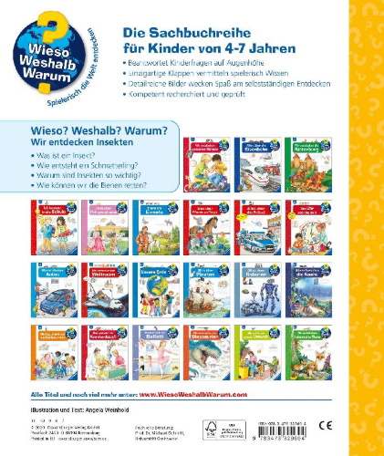 Buchcover und Innenansicht für das Buch: Wieso? Weshalb? Warum?, Band 39: Wir entdecken Insekten