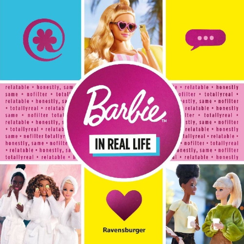 Buchcover und Innenansicht für das Buch: Barbie IRL - Honestly, same