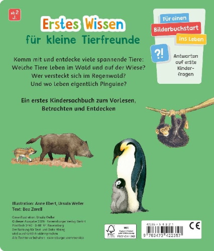 Buchcover und Innenansicht für das Buch: Entdecke die Tiere der Welt
