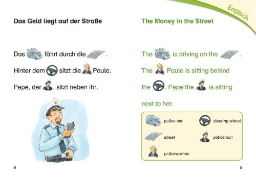 Buchcover und Innenansicht für das Buch: Bildermaus - Mit Bildern Englisch lernen- Polizeigeschichten - Police Stories