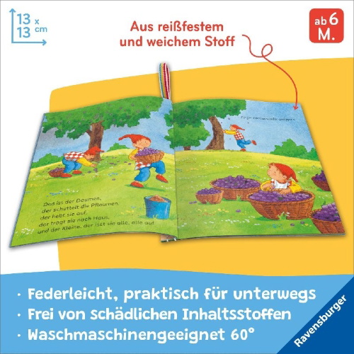 Buchcover und Innenansicht für das Buch: Mein Knuddel-Knautsch-Buch: robust, waschbar und federleicht. Praktisch für zu Hause und unterwegs