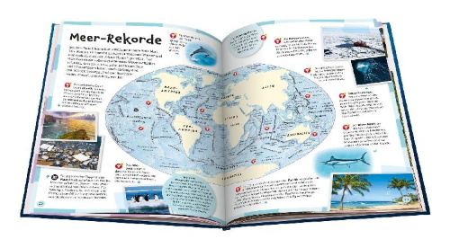 Buchcover und Innenansicht für das Buch: Der große Ravensburger Weltatlas für Kinder