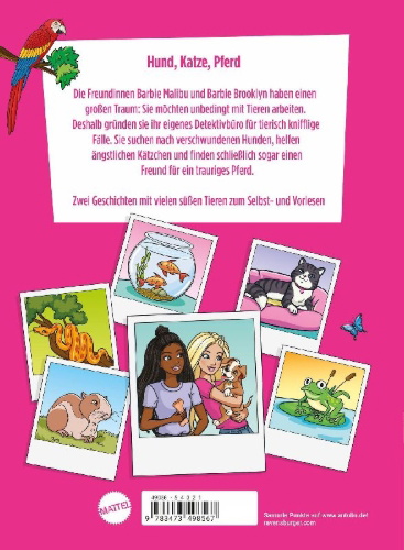 Buchcover und Innenansicht für das Buch: Barbie ermittelt. Tierische Erstleseabenteuer