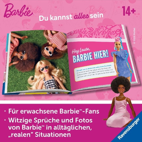 Buchcover und Innenansicht für das Buch: Barbie IRL - Honestly, same