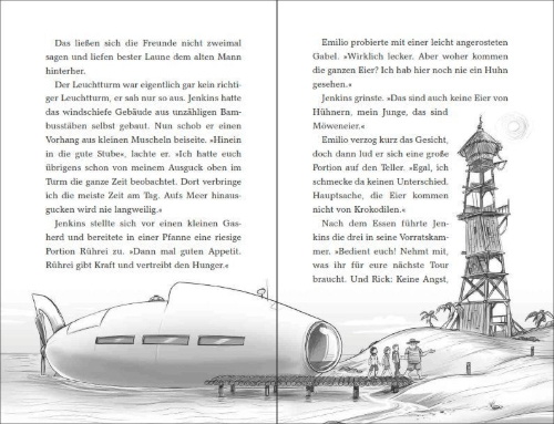 Buchcover und Innenansicht für das Buch: Rick Nautilus - Gefangen auf der Eiseninsel