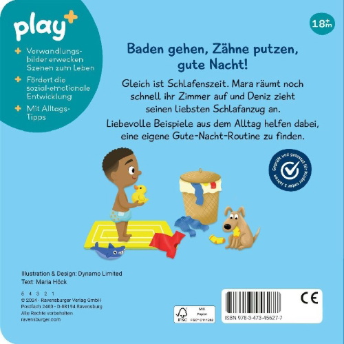 Buchcover und Innenansicht für das Buch: Play+ Mein erstes Schiebebuch Gute Nacht - ab 18 Monate