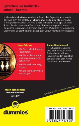 Buchcover und Innenansicht für das Buch: Reise-Sprachführer Arabisch für Dummies