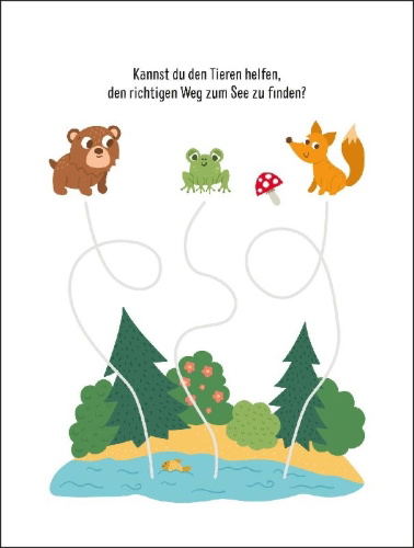 Buchcover und Innenansicht für das Buch: Mein lustiger Rätselspaß - Abenteuer im Wald