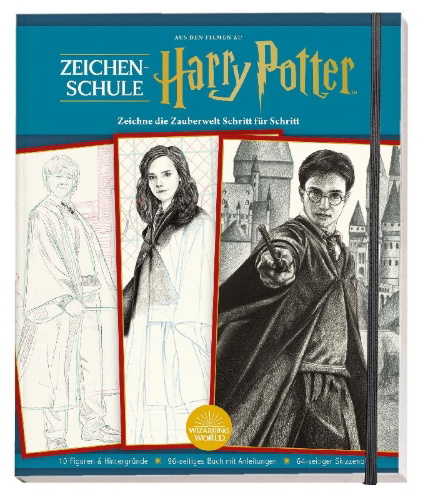 Buchcover und Innenansicht für das Buch: How to Draw Harry Potter: Includes Instruction Book and Sketch Pad