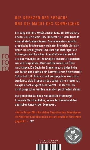 Buchcover und Innenansicht für das Buch: Die sieben Sprachen des Schweigens