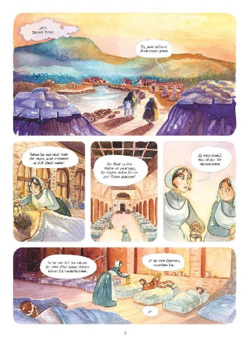 Buchcover und Innenansicht für das Buch: Enola Holmes (Comic). Band 5