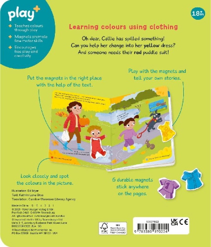 Buchcover und Innenansicht für das Buch: Play+ My first Magnetic Book: Match and Learn Colours
