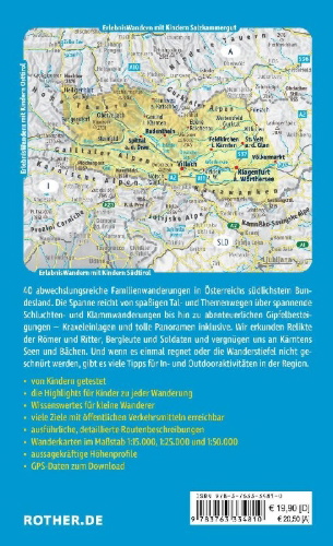 Buchcover und Innenansicht für das Buch: ROTHER Wanderbuch ErlebnisWandern mit Kindern Kärnten. 40 Touren