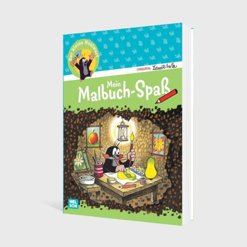 Buchcover und Innenansicht für das Buch: Der kleine Maulwurf: Mein Malbuch-Spaß