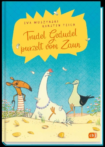 Buchcover und Innenansicht für das Buch: Trudel Gedudel purzelt vom Zaun