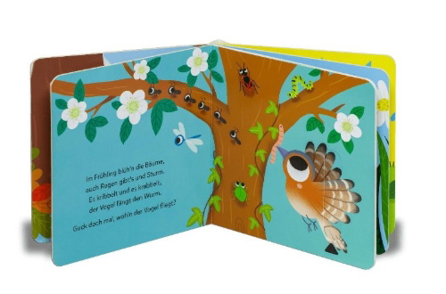 Buchcover und Innenansicht für das Buch: Mein Schieb & Guck-mal-Buch: Wer krabbelt auf der Wiese?