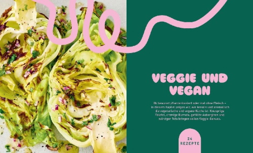 Buchcover und Innenansicht für das Buch: Air Fryer - Das Kochbuch. 100 leckere Rezepte für den Air Fryer: Von knusprigen Snacks über herzhafte Hauptgerichte bis hin zu süßen Desserts