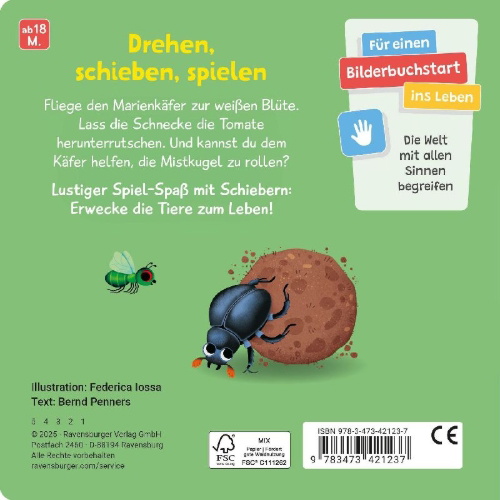 Buchcover und Innenansicht für das Buch: Mein Schiebe-Mitmachbuch - Kleine Tiere